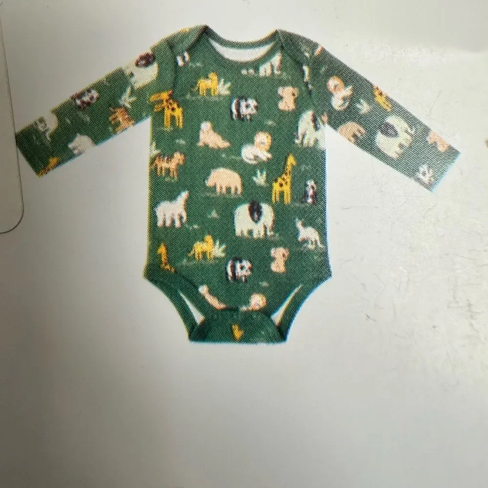 NWT Members Mark Baby 4 Cotton Long Sleeve Bodysuits Green Cream Pink - Size 9M